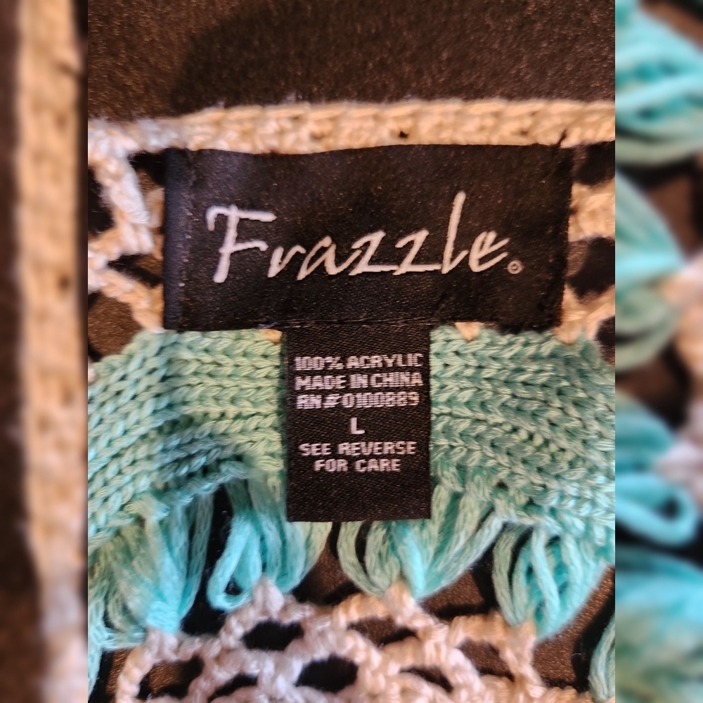 Frazzle Crochet Fringe Vest Sz L - Picture 9 of 9